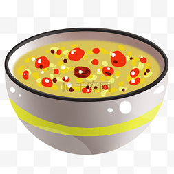 红色的豆子图片_煮熟的腊八粥手绘插画