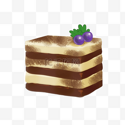 蓝莓巧克力蛋糕手绘插画