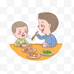 人物父亲和儿子吃饭