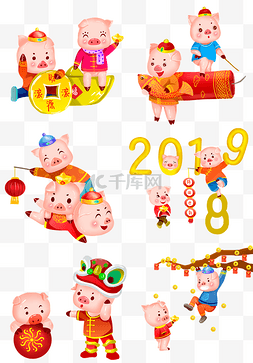 猪年卡通春节新年农历2019