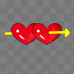 红色圆弧心形爱情元素