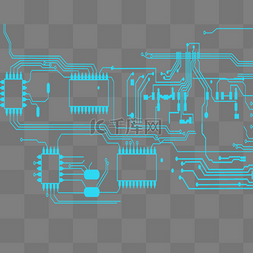 蓝色商务科技电路图元素