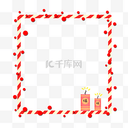 红色装饰框图片_新春装饰框条纹爆竹鞭炮中国红PNG