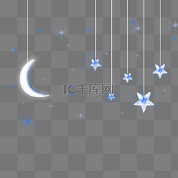晚安月亮框图片_世界睡眠日蓝色手绘简约装饰星星