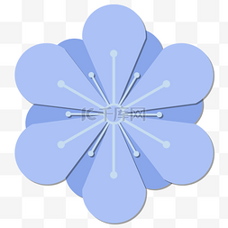 蓝色立体折纸樱花