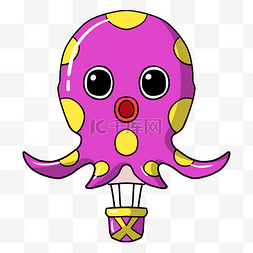 紫色章鱼图片_手绘章鱼热气球