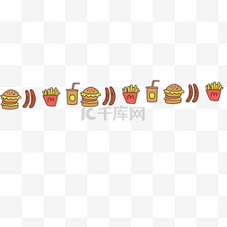 热狗汉堡卡通图片_快餐汉堡分割线插画