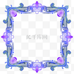 复杂边框图片_欧式风格边框花纹精美蓝紫色系免