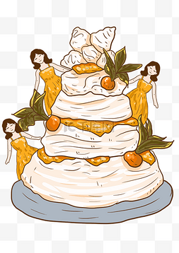 蛋糕配图图片_卡通姑娘蛋糕女孩