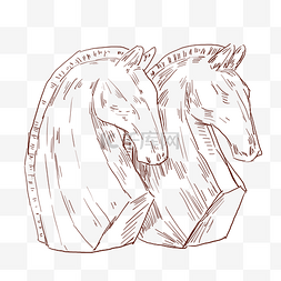 手绘线描动物马