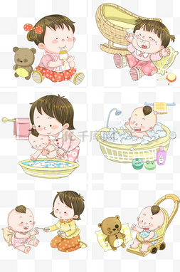 母婴人物插画图片_手绘卡通母婴人物插画合集