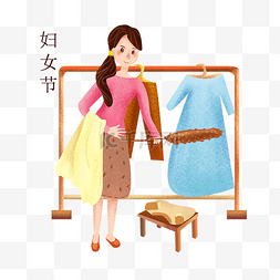 架子衣服图片_ 晾衣服的女孩