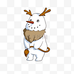 圣诞节卡通手绘麋鹿雪人