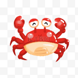 卡通可爱螃蟹图片_可爱螃蟹手绘插画