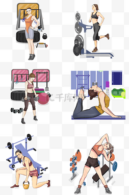 训练肌肉图片_健身运动女性训练插画