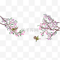 中国风花鸟海棠黄鹂边框横