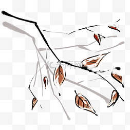 干树枝树叶图片_手绘秋季枝头插画