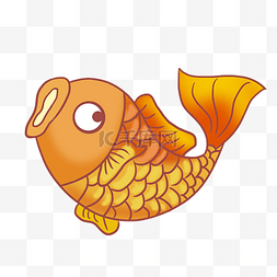 黄色鲤鱼插画素材图片_手绘张嘴的锦鲤插画