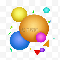 漂浮立体圆球图片_漂浮彩色立体圆球