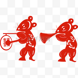 简洁中国传统红色剪纸窗花矢量元