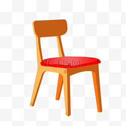 木纹椅子图片_红色坐垫木椅画布