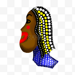 波点非洲女人侧脸头像摆件PNG图片