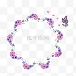 矢量卡通扁平化紫色花朵边框