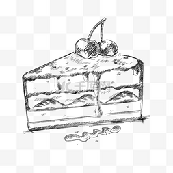 线描蛋糕手绘插画