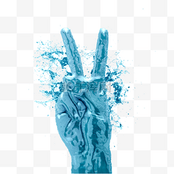 手指动作图片_蓝色液体手指第二动作