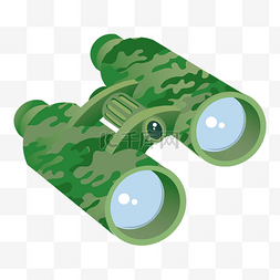 绿色望远镜图片_手绘军绿色望远镜插画