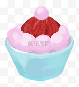 手绘草莓甜品插画