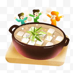 冬季冬天炖豆腐插画