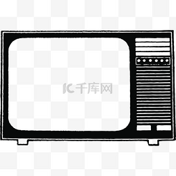 液晶电视机框图片_黑色复古电视家电手绘