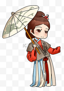 中国风复古风古风汉服拿伞女性角