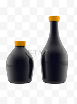 C4D生活用品装饰蓝黑色瓶子罐子摆