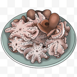 生鱼刺身图片_一盘美味的生鲜小章鱼
