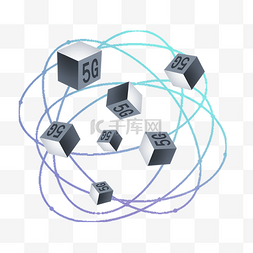 蓝色立体地球图片_立体方块5G时代素材元素