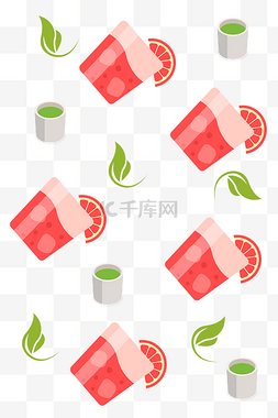 茶图片_红色的奶茶底纹插画