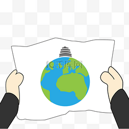 环保新能源宣传图片_地球一小时手绘卡通插图下载
