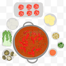 麻辣蘸料蘸料图片_手绘卡通火锅插画