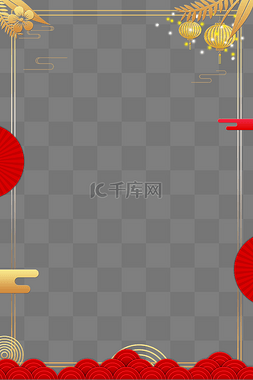 中国新年框金色图片_新年中式海报边框