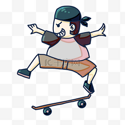 玩滑板的小男孩 