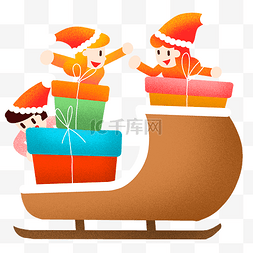 小清新礼物堆图片_圣诞节圣诞雪橇插画