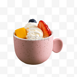 新鲜的草莓水果图片_粉色杯子里的奶昔水果奶油