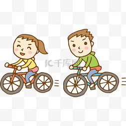 自行车男孩女孩图片_骑自行车矢量图自行车矢量图