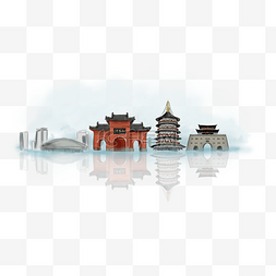 国朝城市地标北京图片_手绘洛阳地标建筑