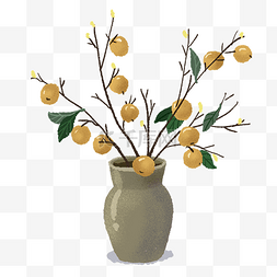 插在花瓶的黄色果子