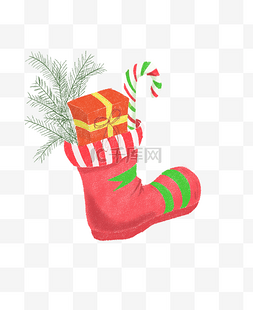 手绘圣诞袜礼物插画