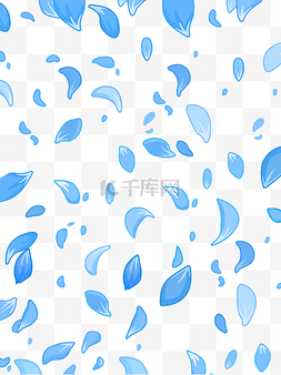 飘浮的蓝色花瓣插画