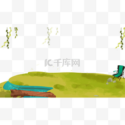 小桥流水卡通图片_小桥流水草地柳枝创意设计